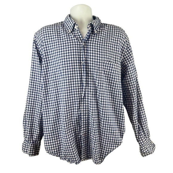 J McLaughlin Men’s Blue White Check Button Down Long Sleeve Shirt XL EUC - Picture 1 of 6
